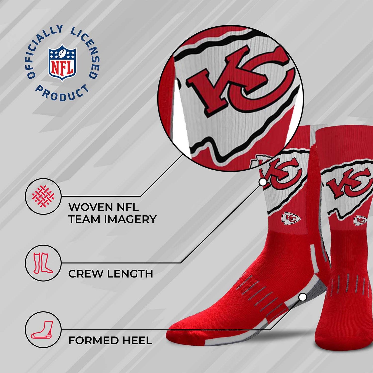Kansas City Chiefs NFL Youth V Curve Socks - Team Color
