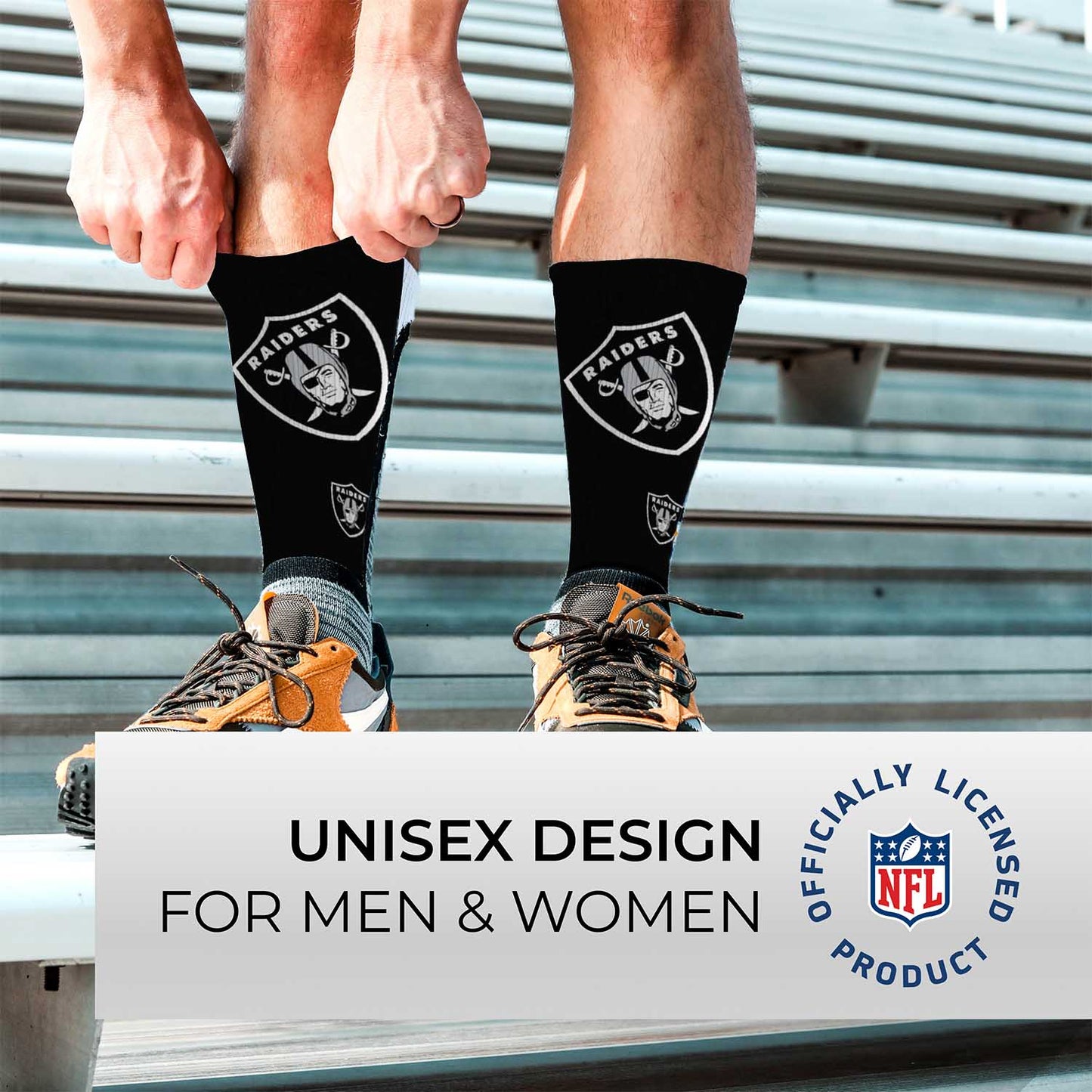 Las Vegas Raiders NFL Adult Curve Socks - Black