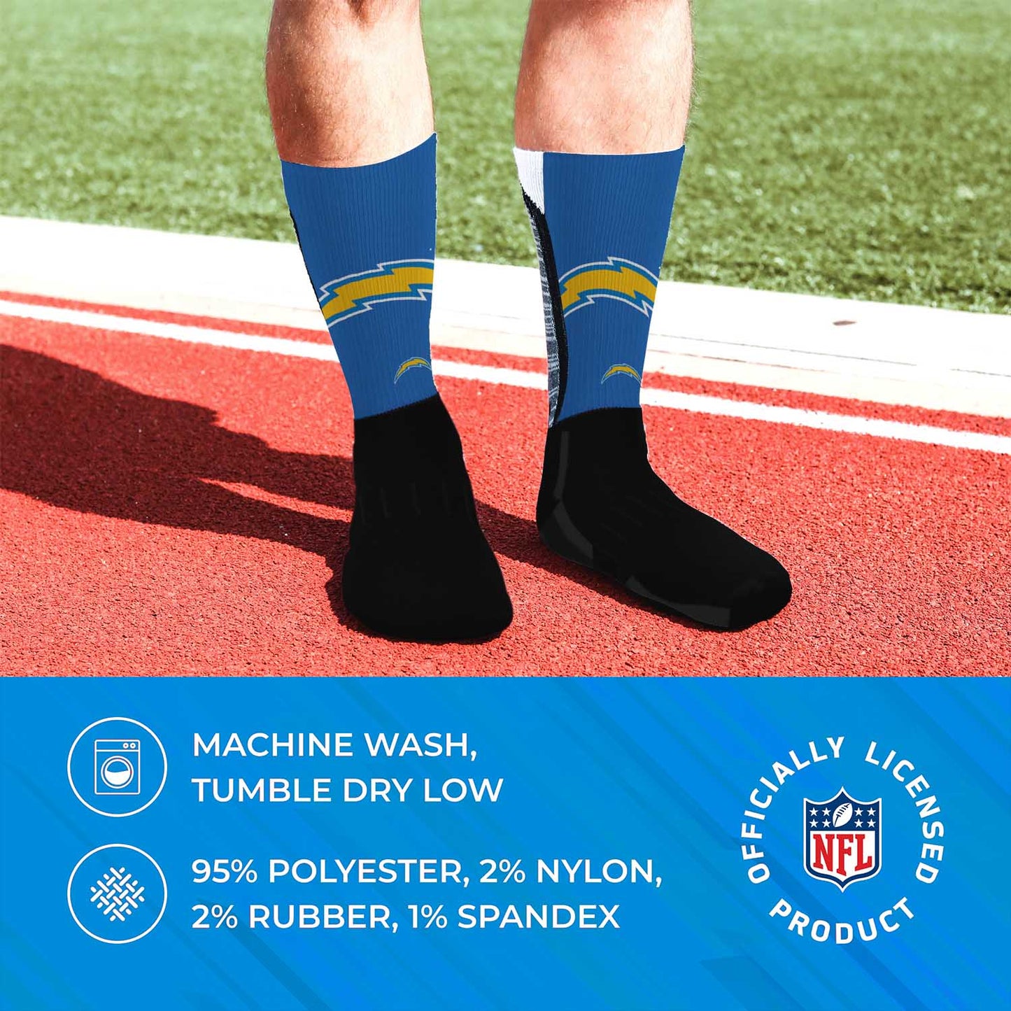 Los Angeles Chargers NFL Adult Curve Socks - Black
