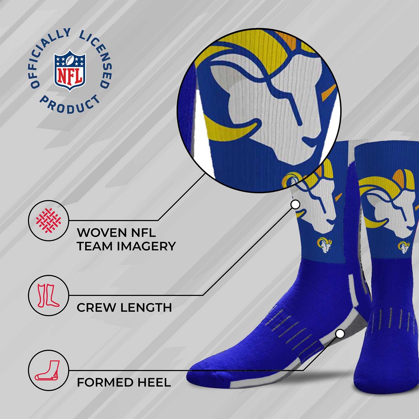 Los Angeles Rams NFL Adult Curve Socks - Royal