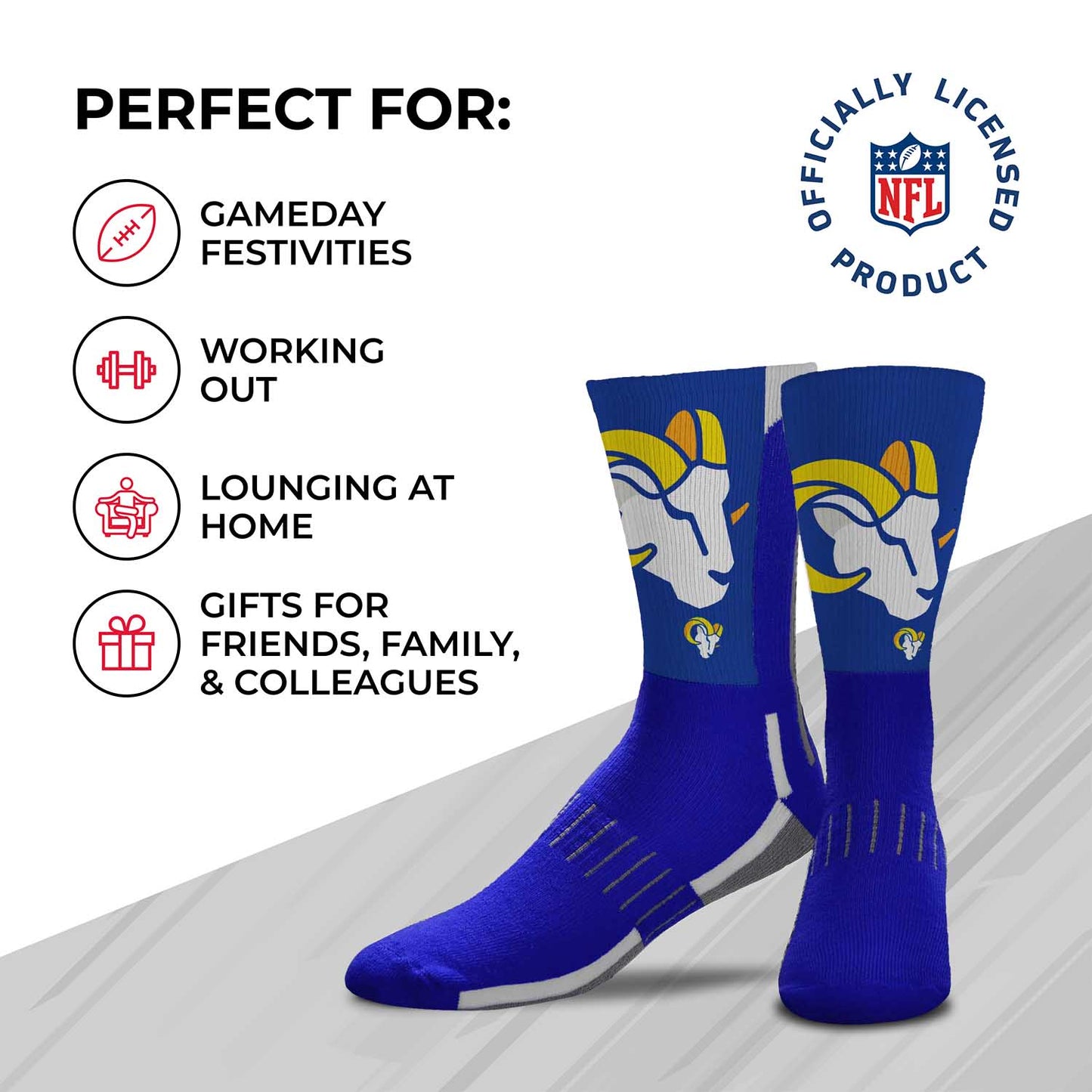 Los Angeles Rams NFL Adult Curve Socks - Royal