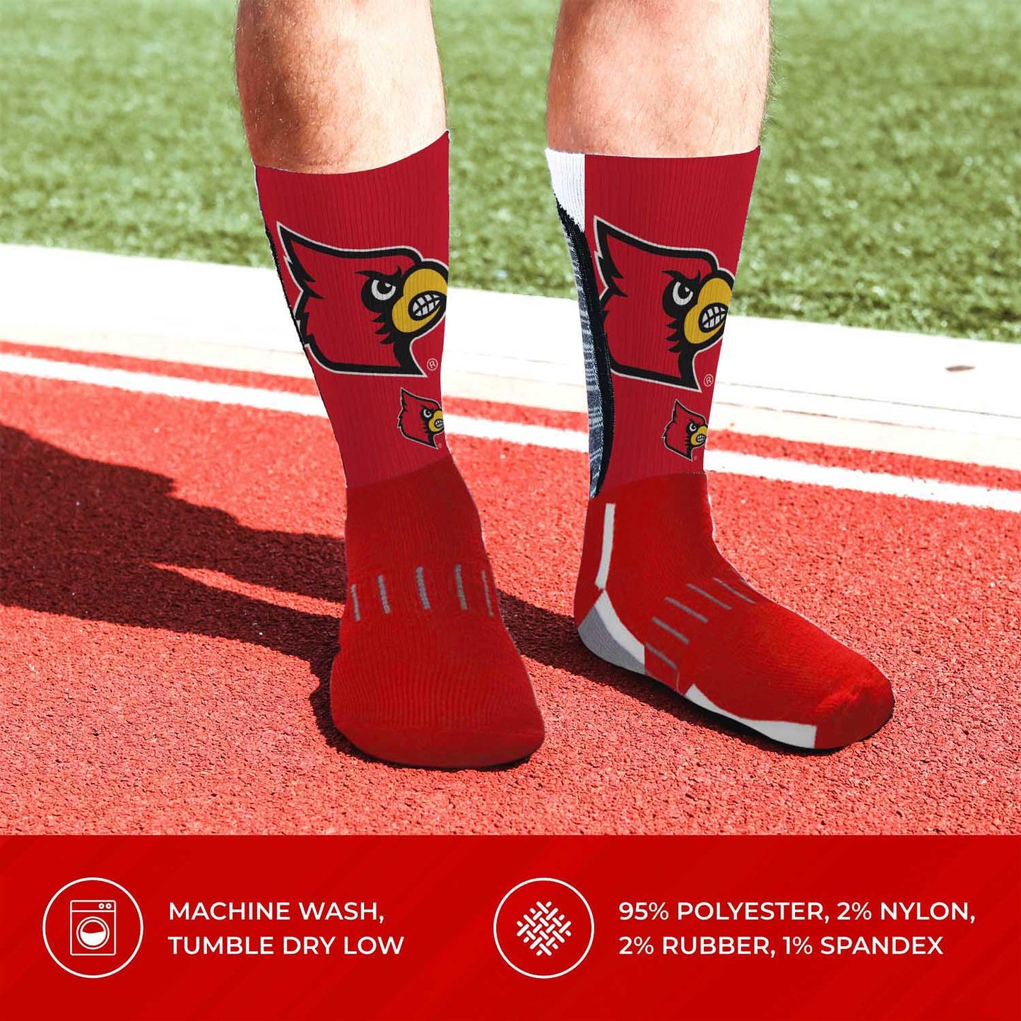 Louisville Cardinals NCAA Adult State and University Crew Socks - Cardinal