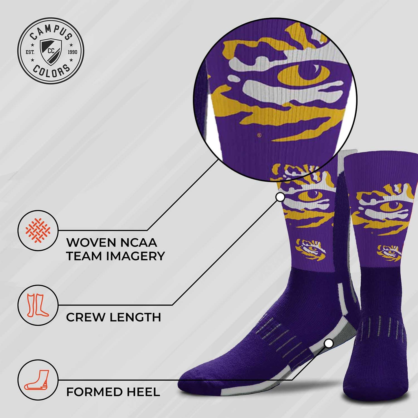 LSU Tigers NCAA Youth University Socks - Violet
