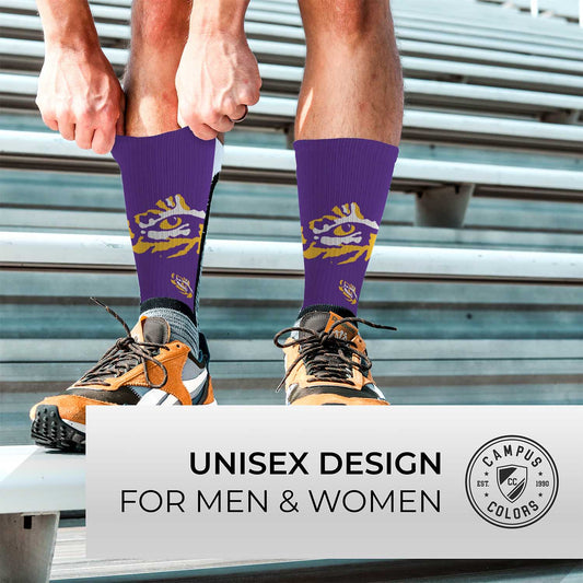 LSU Tigers NCAA Adult State and University Crew Socks - Purple