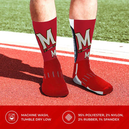Maryland Terrapins NCAA Adult State and University Crew Socks - Cardinal