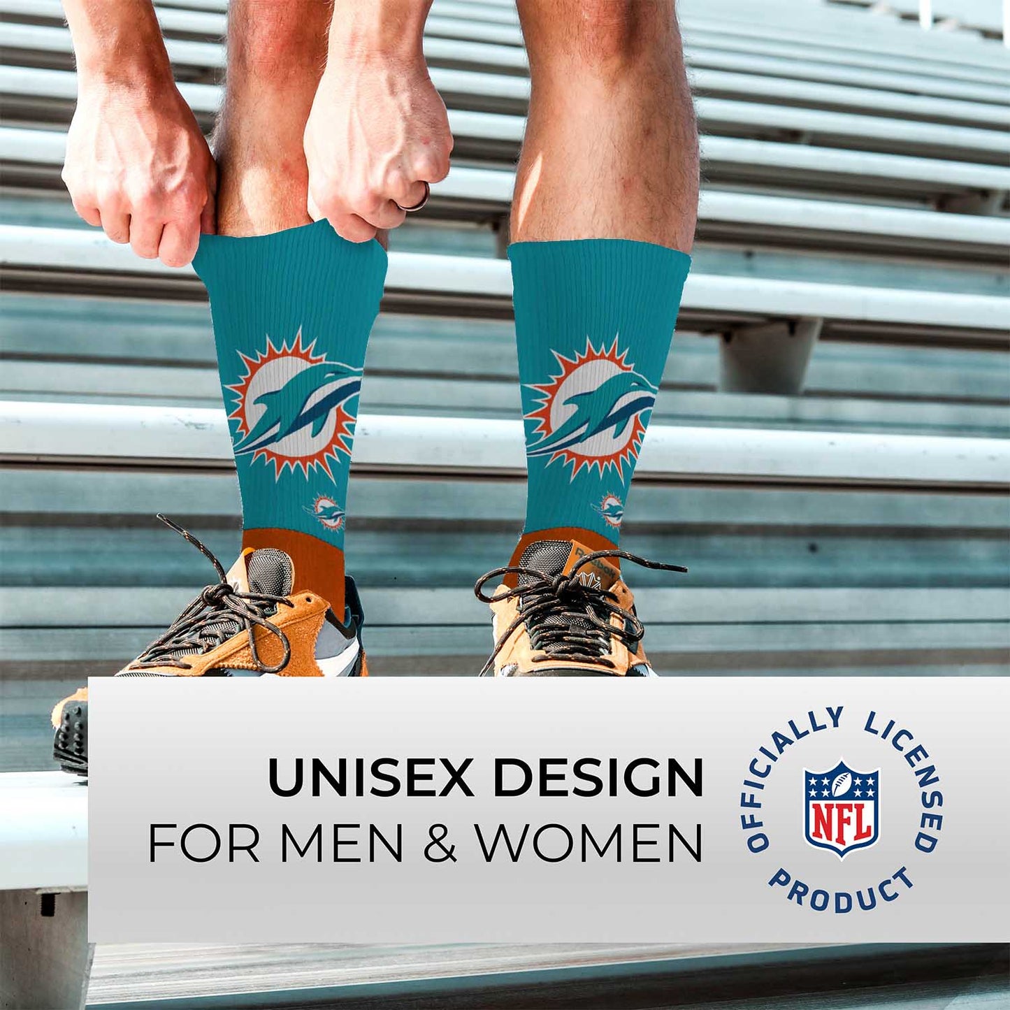 Miami Dolphins NFL V Curve  Socks - Orange