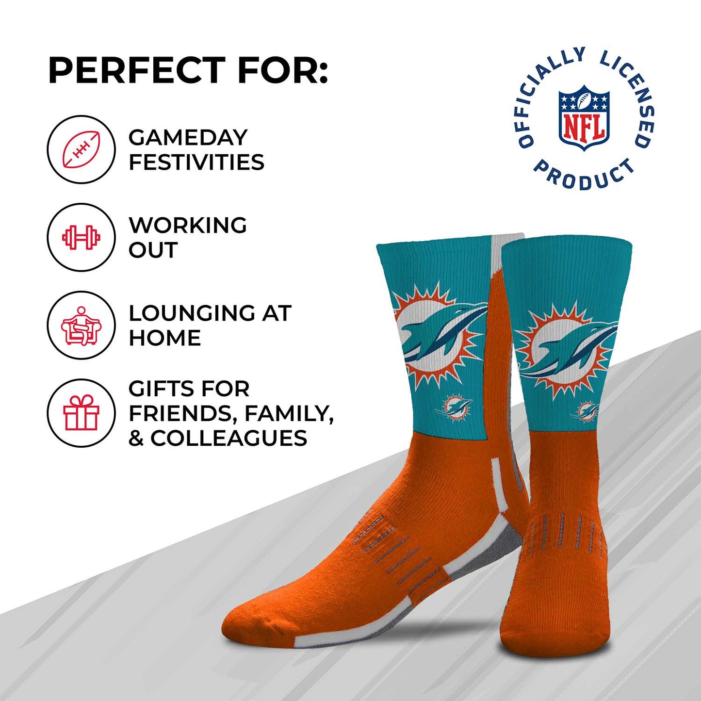 Miami Dolphins NFL V Curve  Socks - Orange