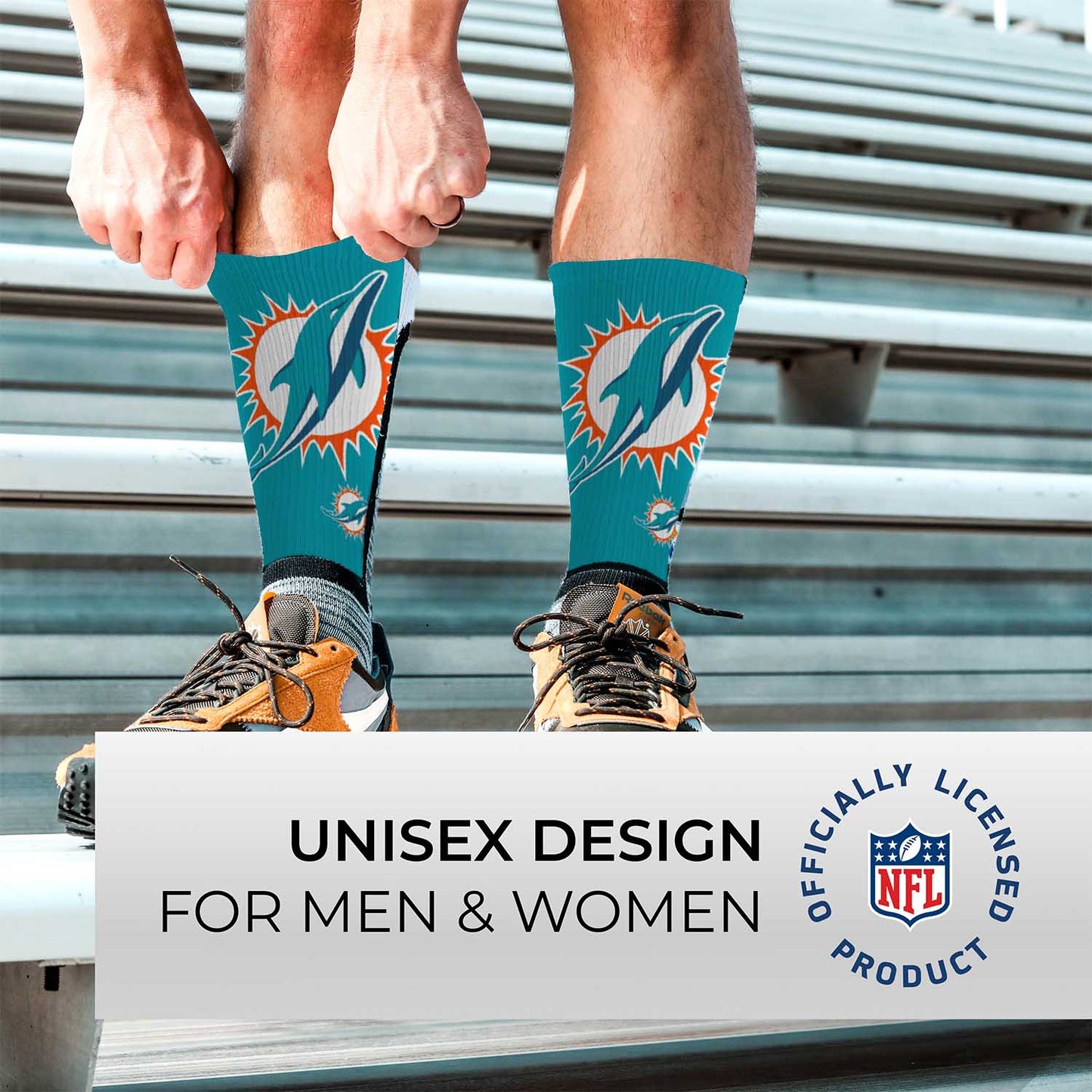 Miami Dolphins NFL V Curve  Socks - Teal