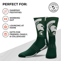 Michigan State Spartans NCAA Adult State and University Crew Socks - Forest Green