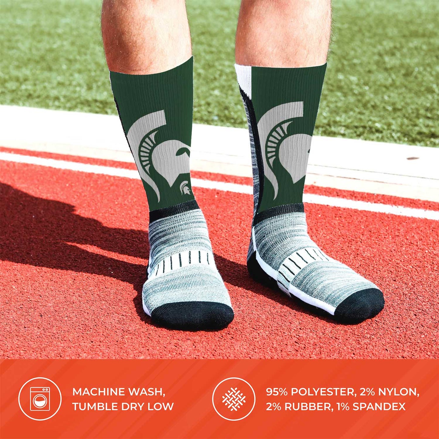 Michigan State Spartans NCAA Adult State and University Crew Socks - Green