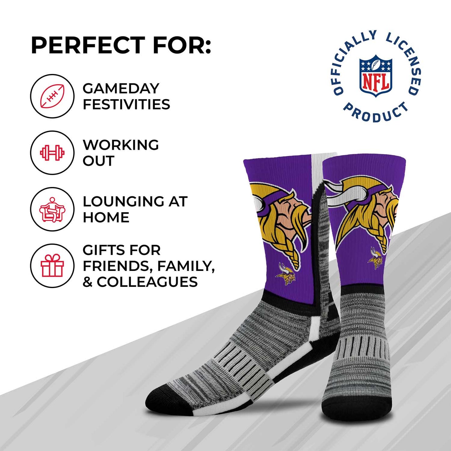 Minnesota Vikings NFL Adult Curve Socks - Purple