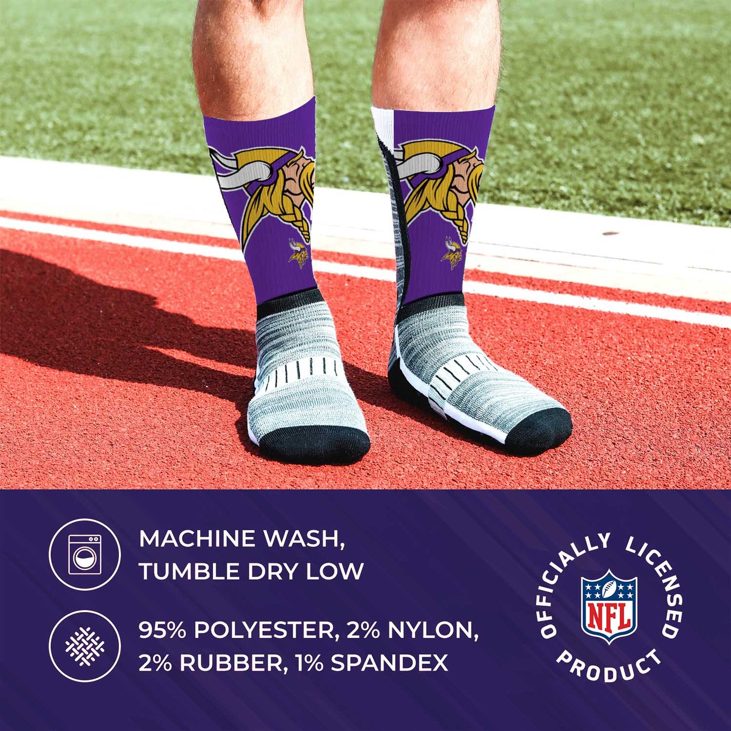 Minnesota Vikings NFL Adult Curve Socks - Purple