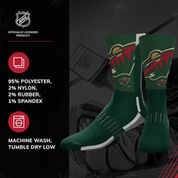 Minnesota Wild Youth NHL Zoom Curve Team Crew Socks - Green