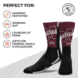 Mississippi State Bulldogs NCAA Adult State and University Crew Socks - Black
