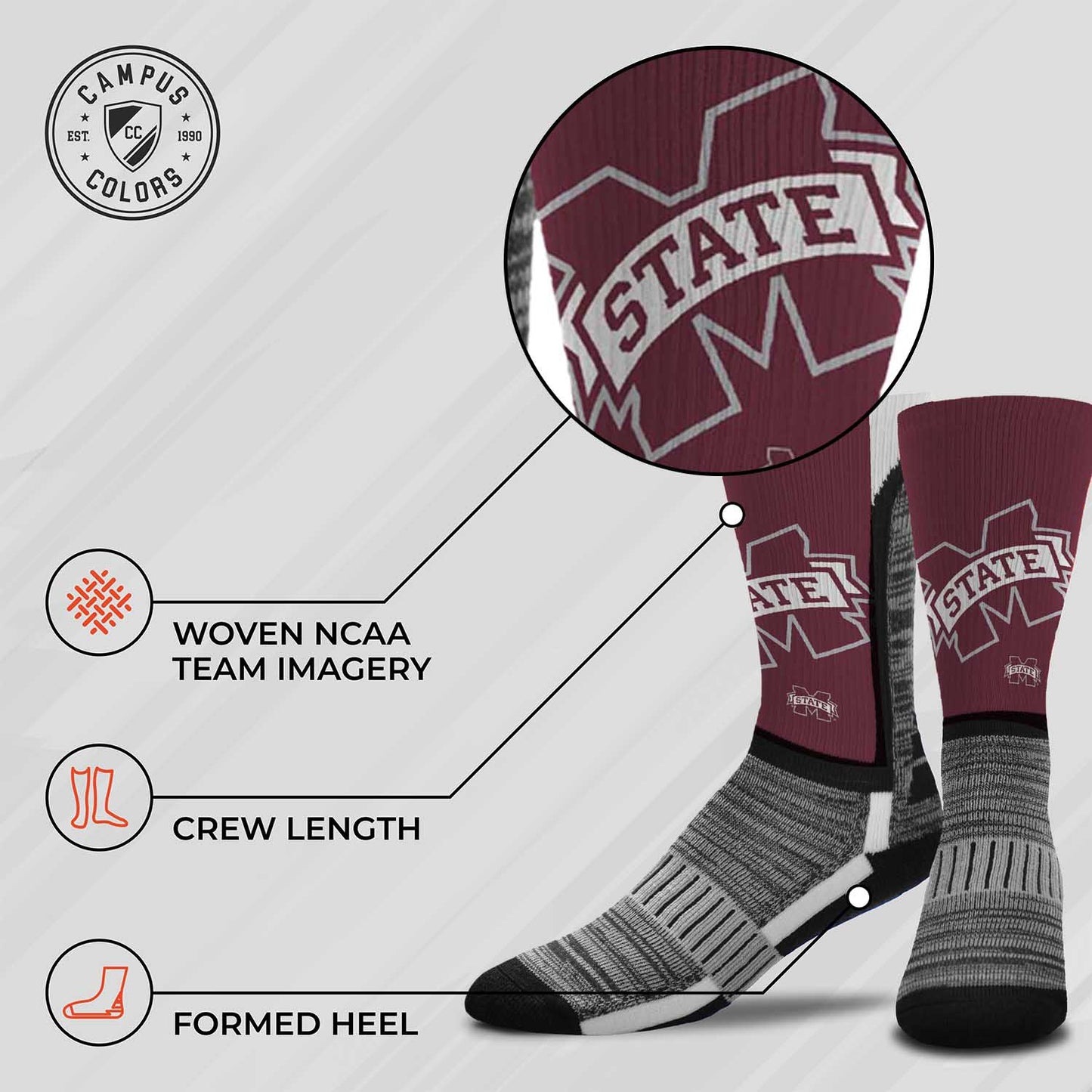 Mississippi State Bulldogs NCAA Youth University Socks - Maroon