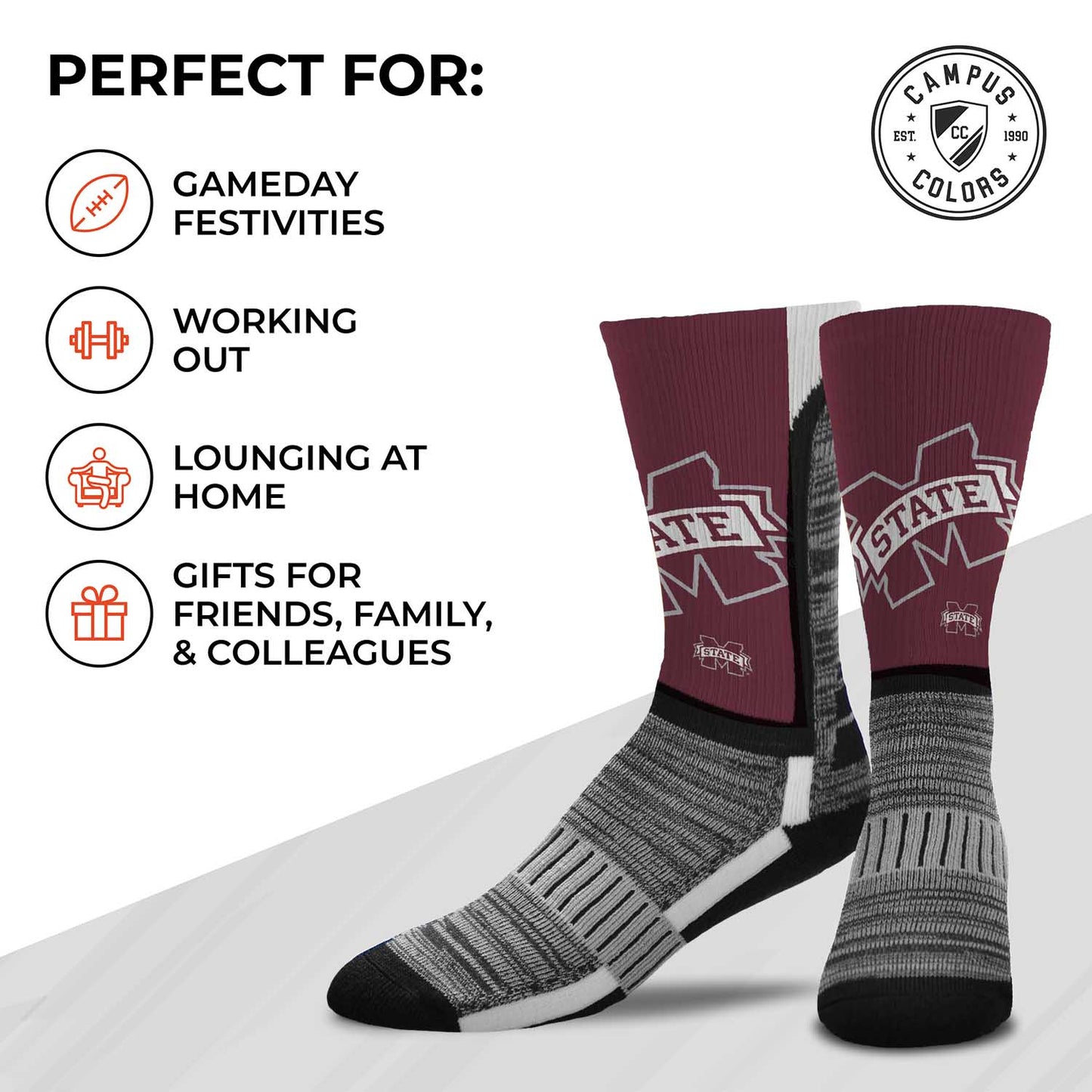 Mississippi State Bulldogs NCAA Youth University Socks - Maroon