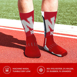 Nebraska Cornhuskers NCAA Adult State and University Crew Socks - Cardinal
