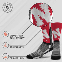 Nebraska Cornhuskers NCAA Adult State and University Crew Socks - Red