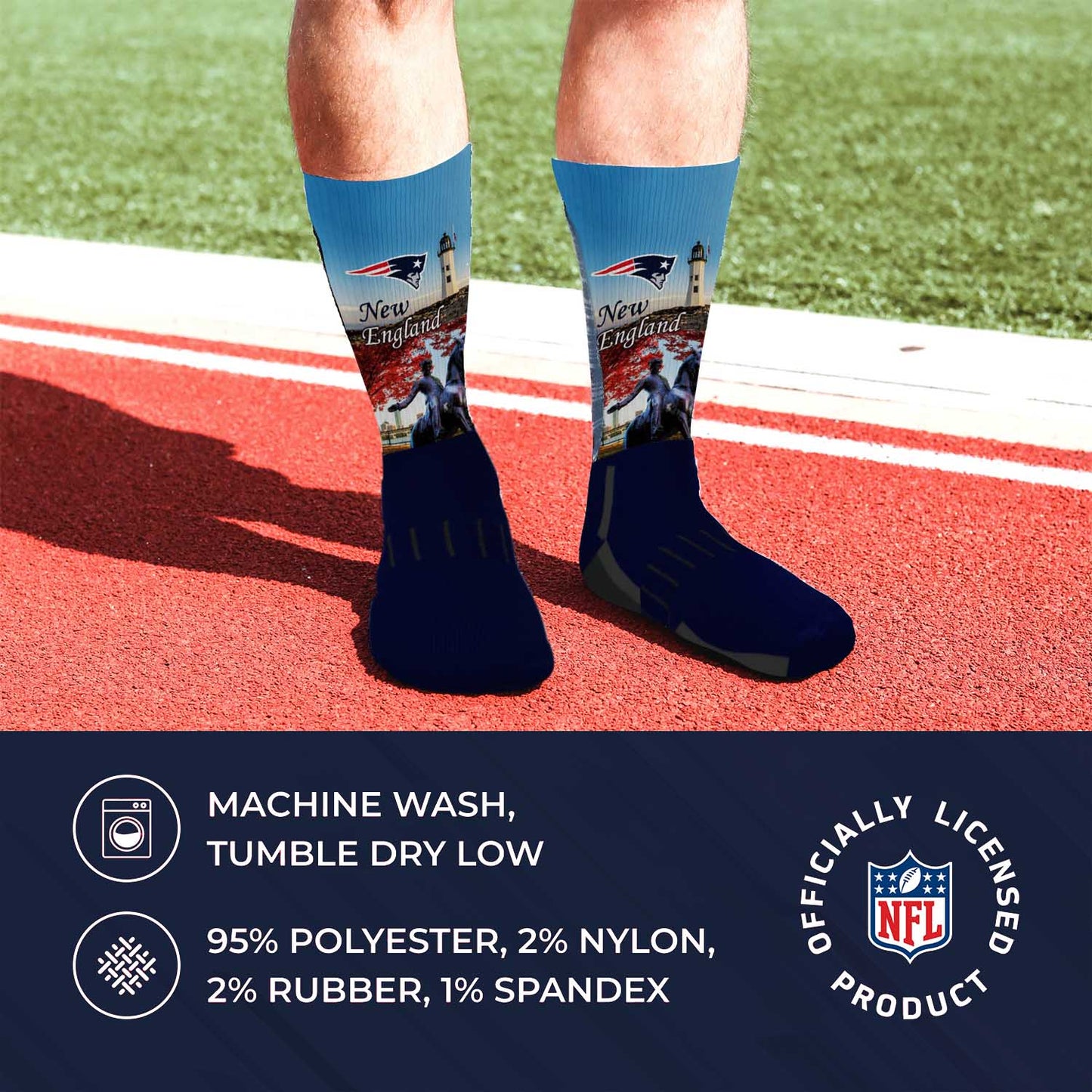 New England Patriots NFL Adult Zoom Location Crew Socks - Navy