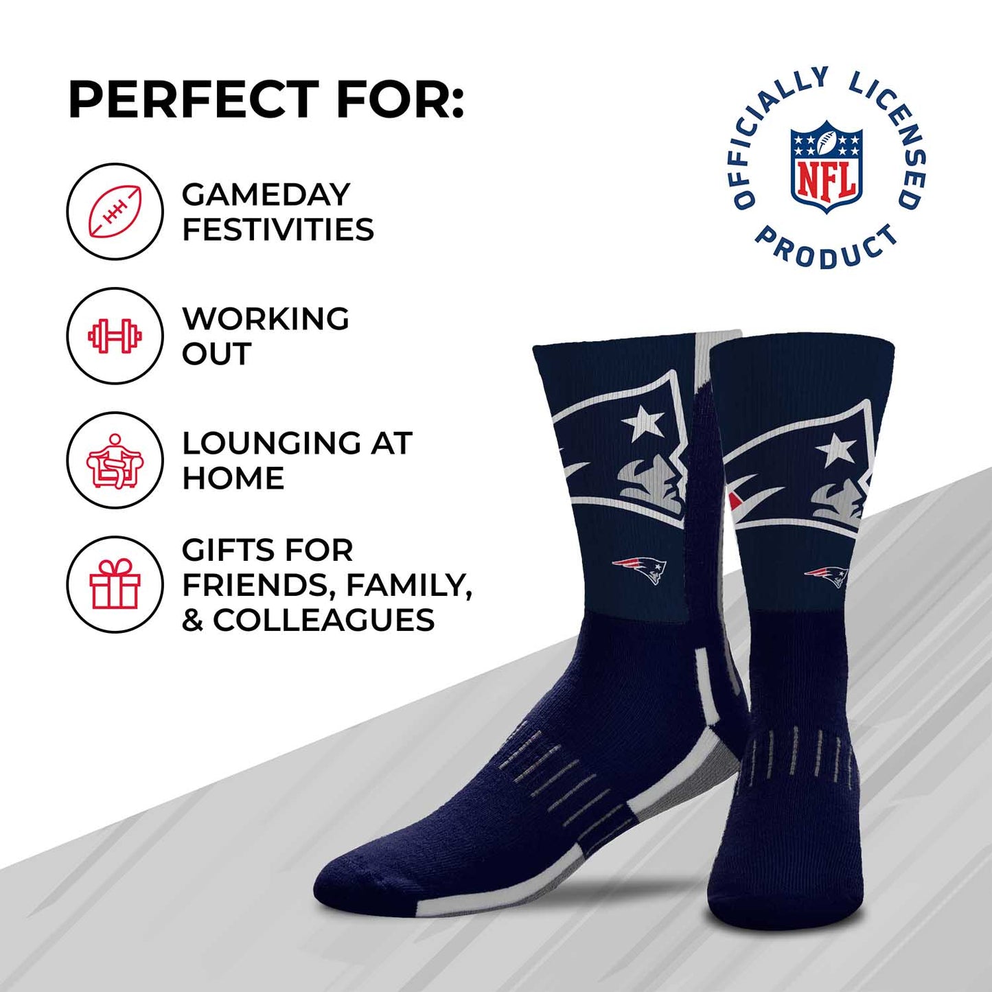 New England Patriots NFL Youth V Curve Socks - Team Color