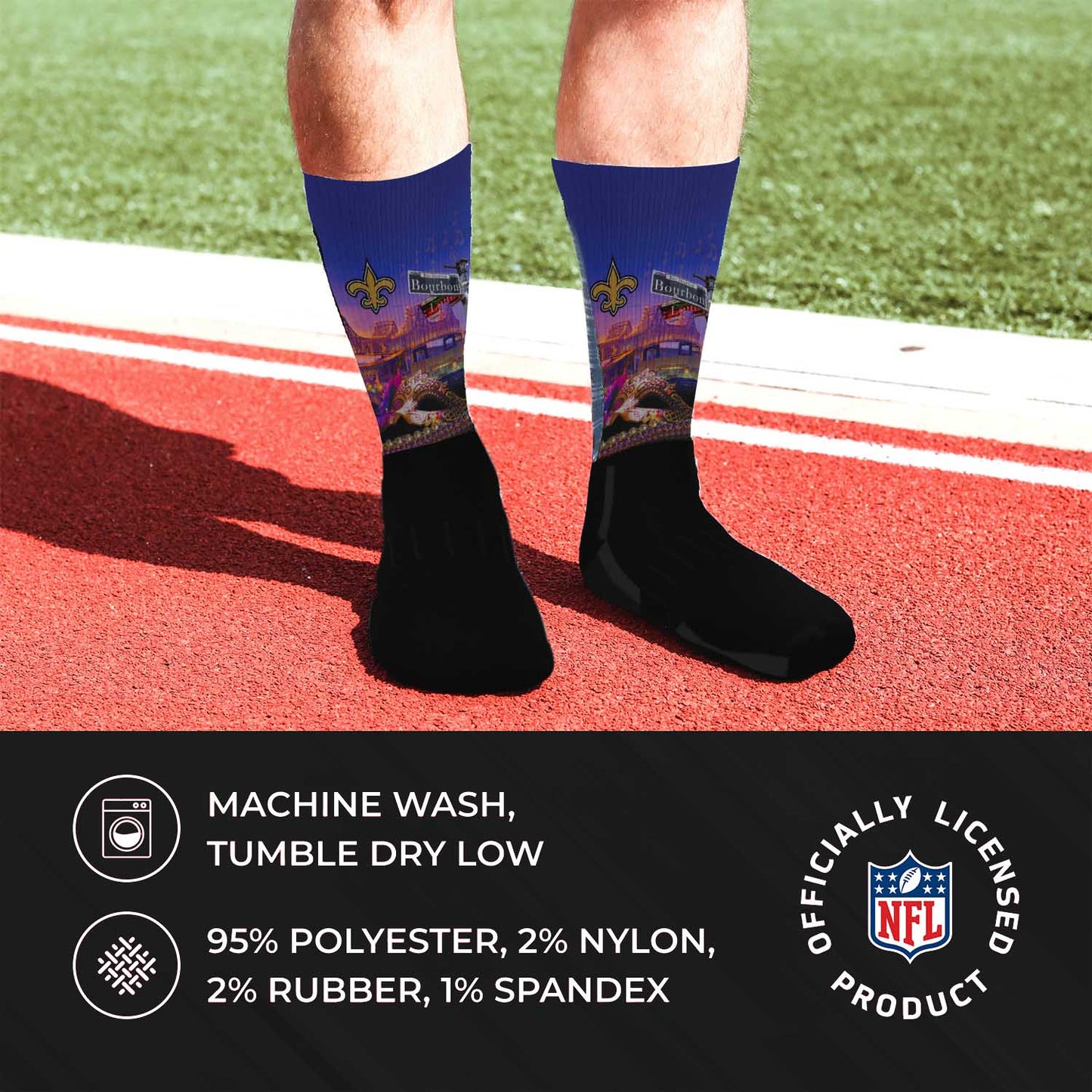 New Orleans Saints NFL Adult Zoom Location Crew Socks - Black