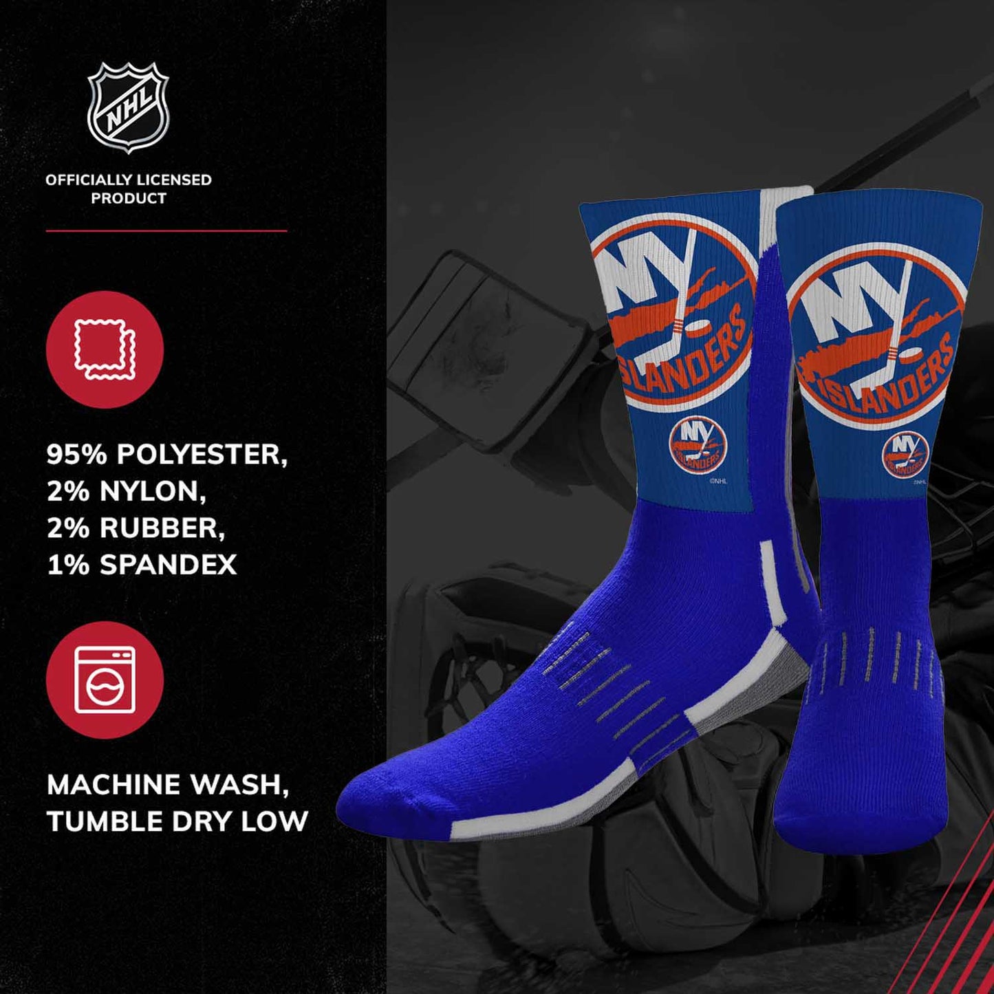 New York Islanders Adult NHL Zoom Curve Team Crew Socks - Royal