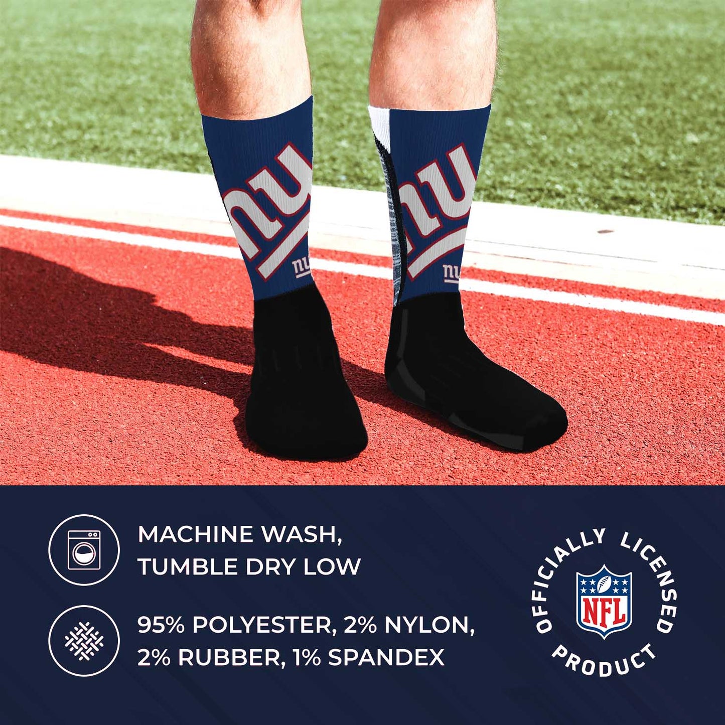 New York Giants NFL Youth V Curve Socks - Black