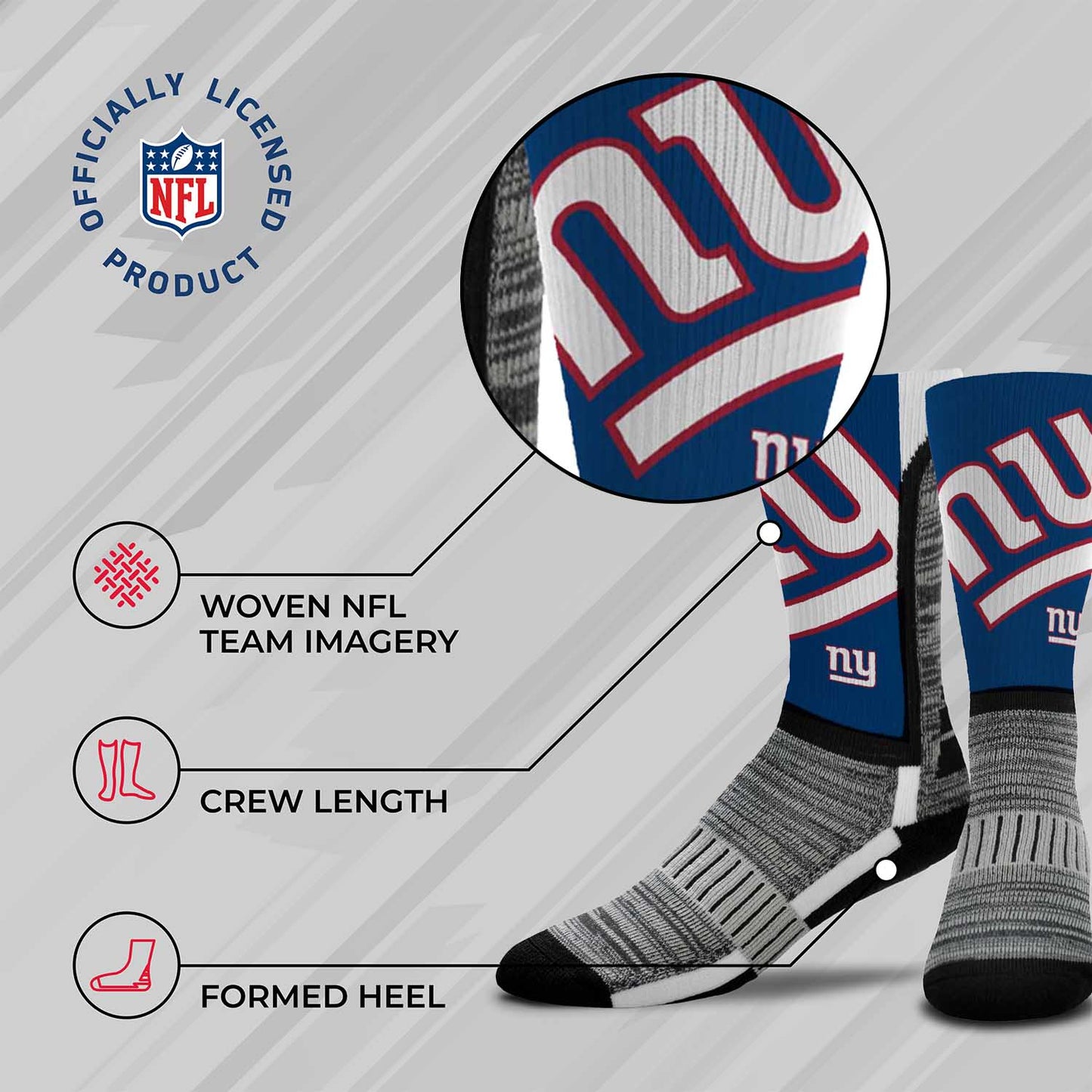 New York Giants NFL Adult Curve Socks - Blue