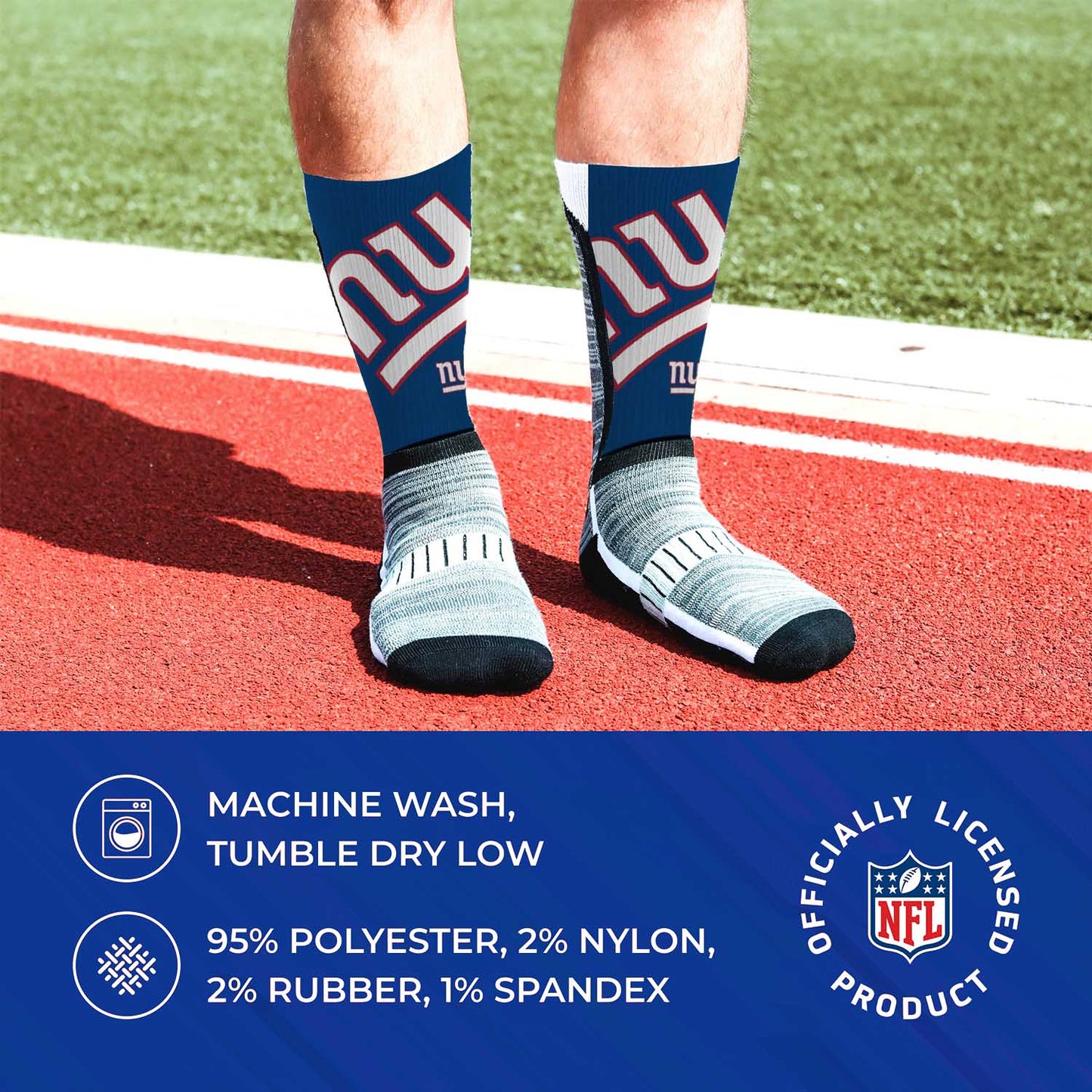 New York Giants NFL Adult Curve Socks - Blue
