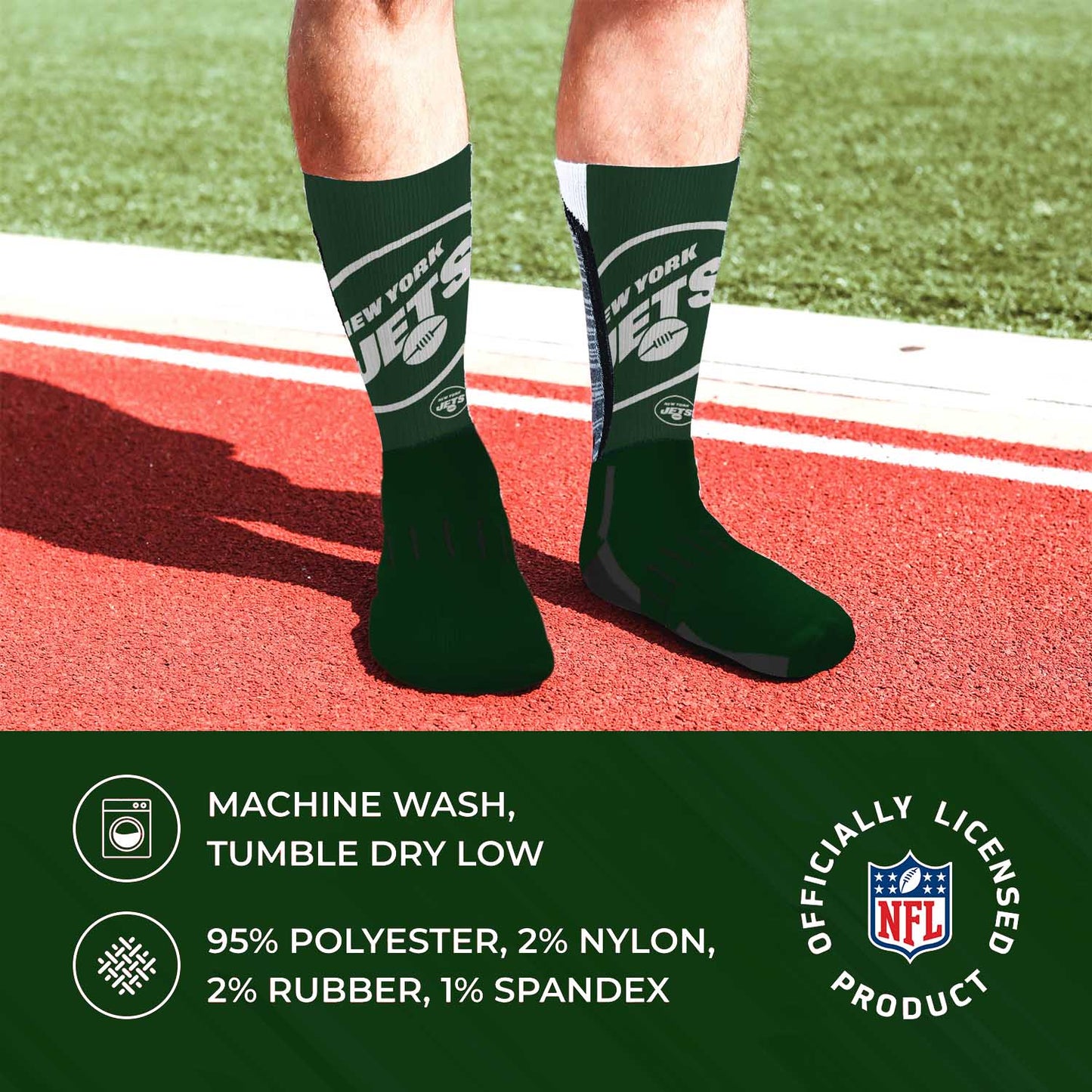 New York Jets NFL V Curve  Socks - Forest Green