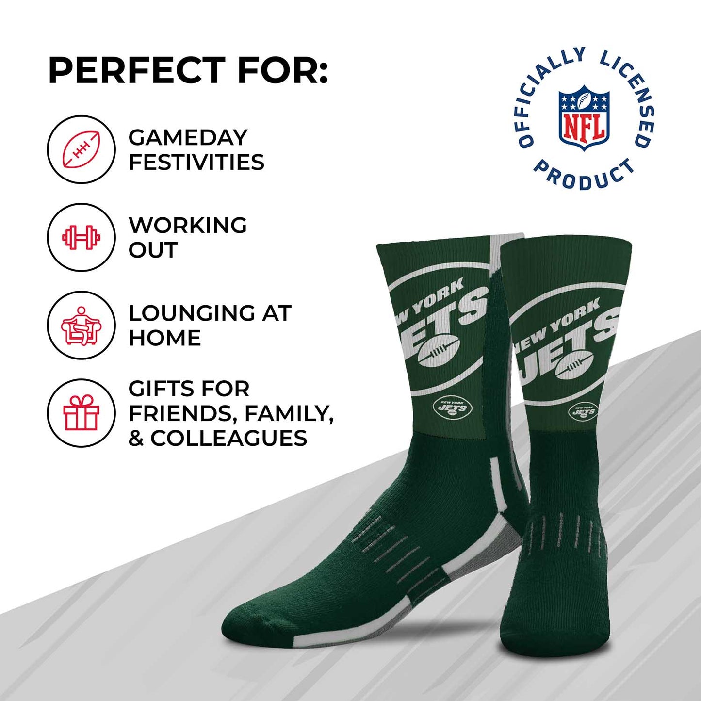 New York Jets NFL V Curve  Socks - Forest Green