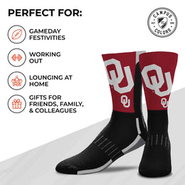 Oklahoma Sooners NCAA Adult State and University Crew Socks - Black