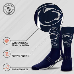 Penn State Nittany Lions NCAA Adult State and University Crew Socks - Indigo/Navy