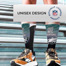 Philadelphia Eagles Adult NFL Phenom Curve 2022 Conference Champs Crew Socks - Black