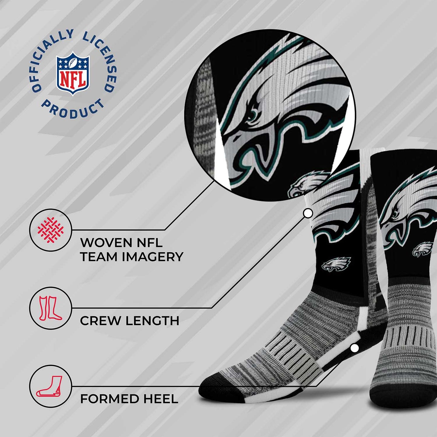 Philadelphia Eagles NFL V Curve  Socks - Black