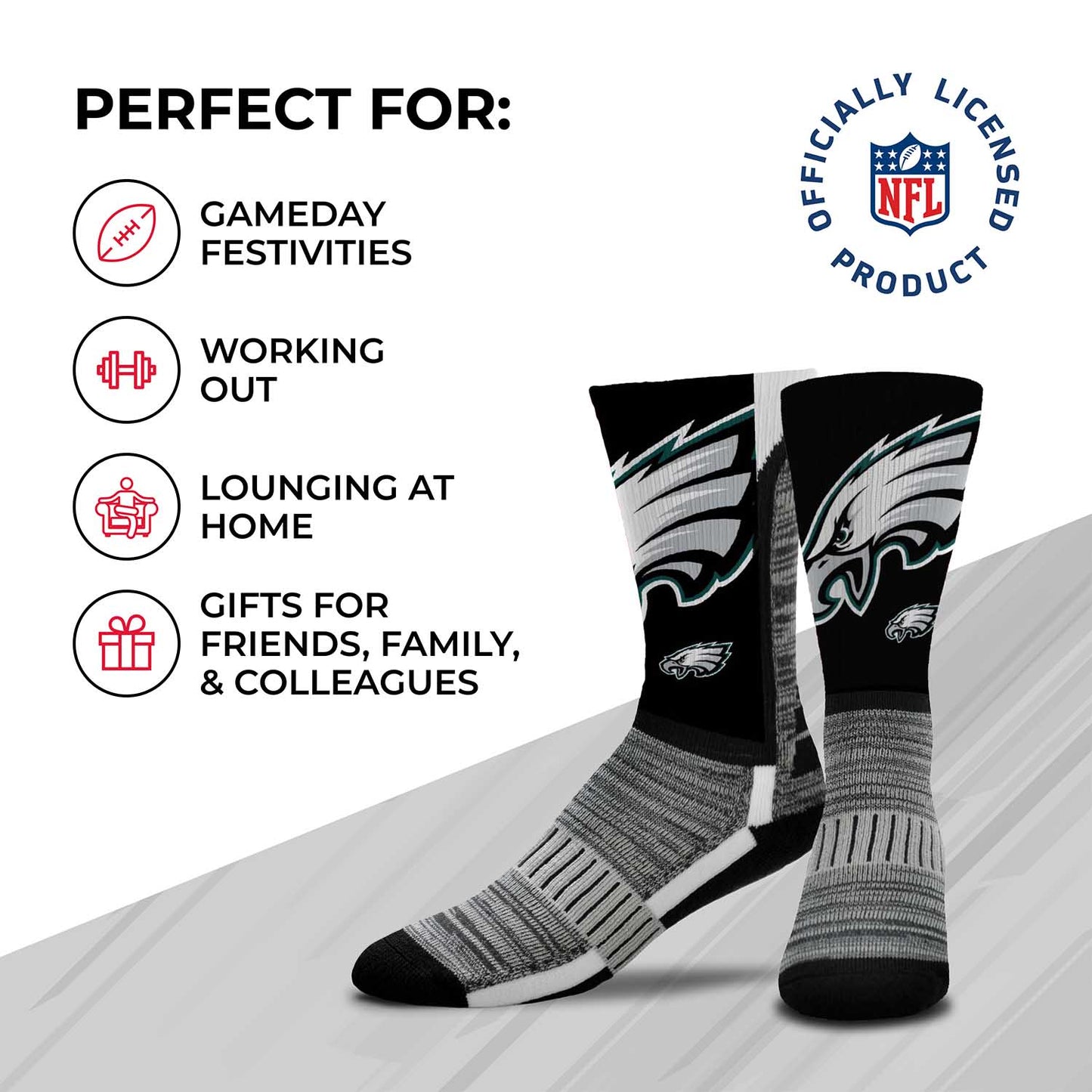 Philadelphia Eagles NFL V Curve  Socks - Black