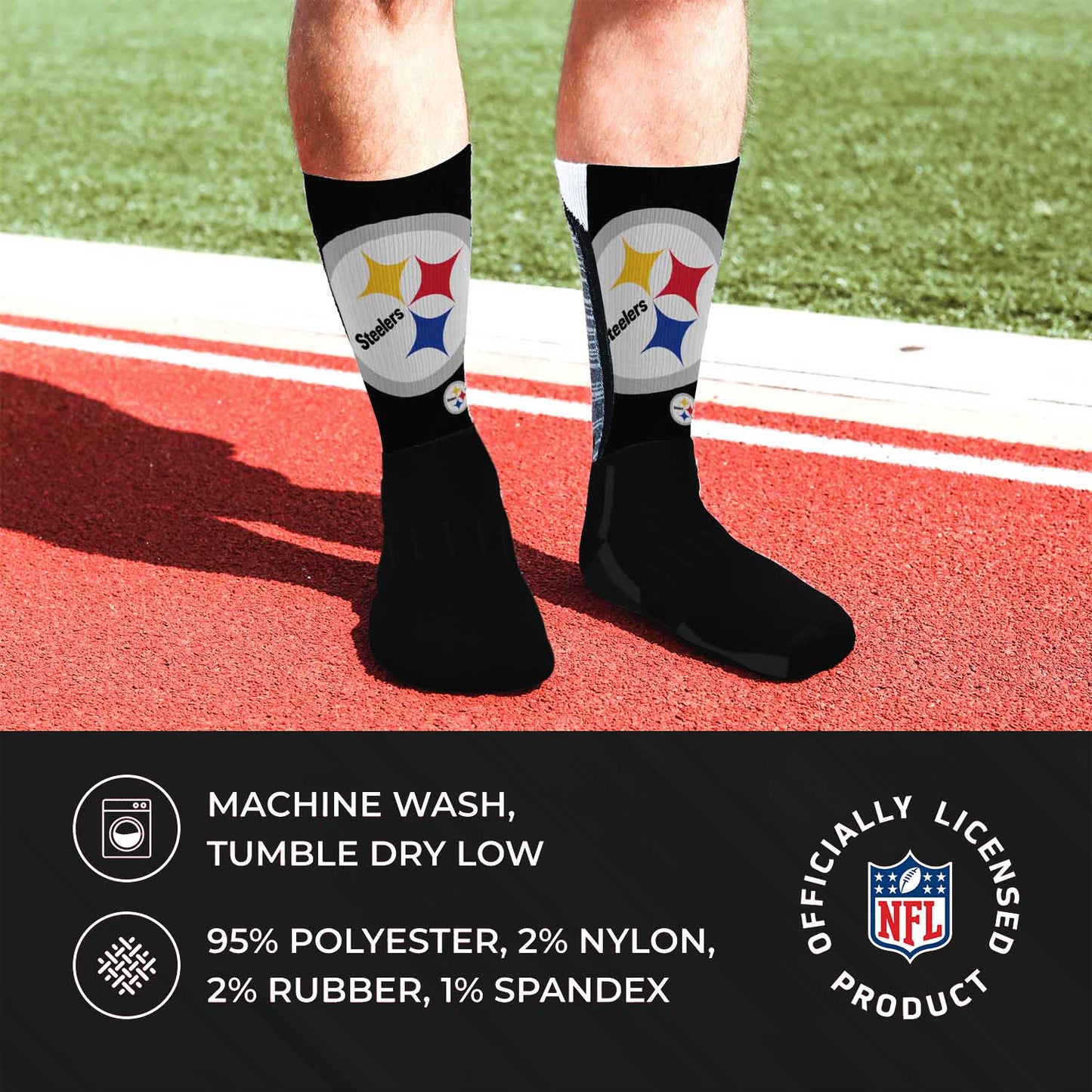 Pittsburgh Steelers NFL V Curve  Socks - Charcoal