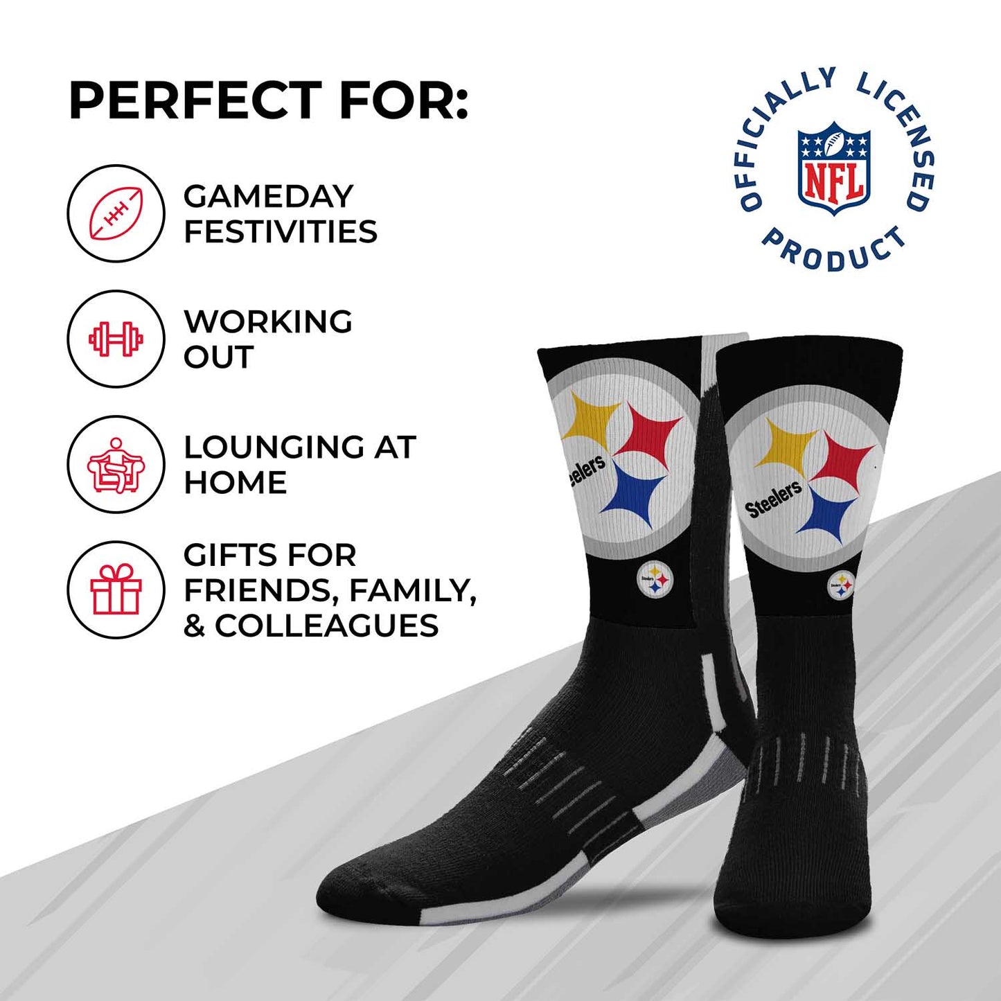 Pittsburgh Steelers NFL V Curve  Socks - Charcoal