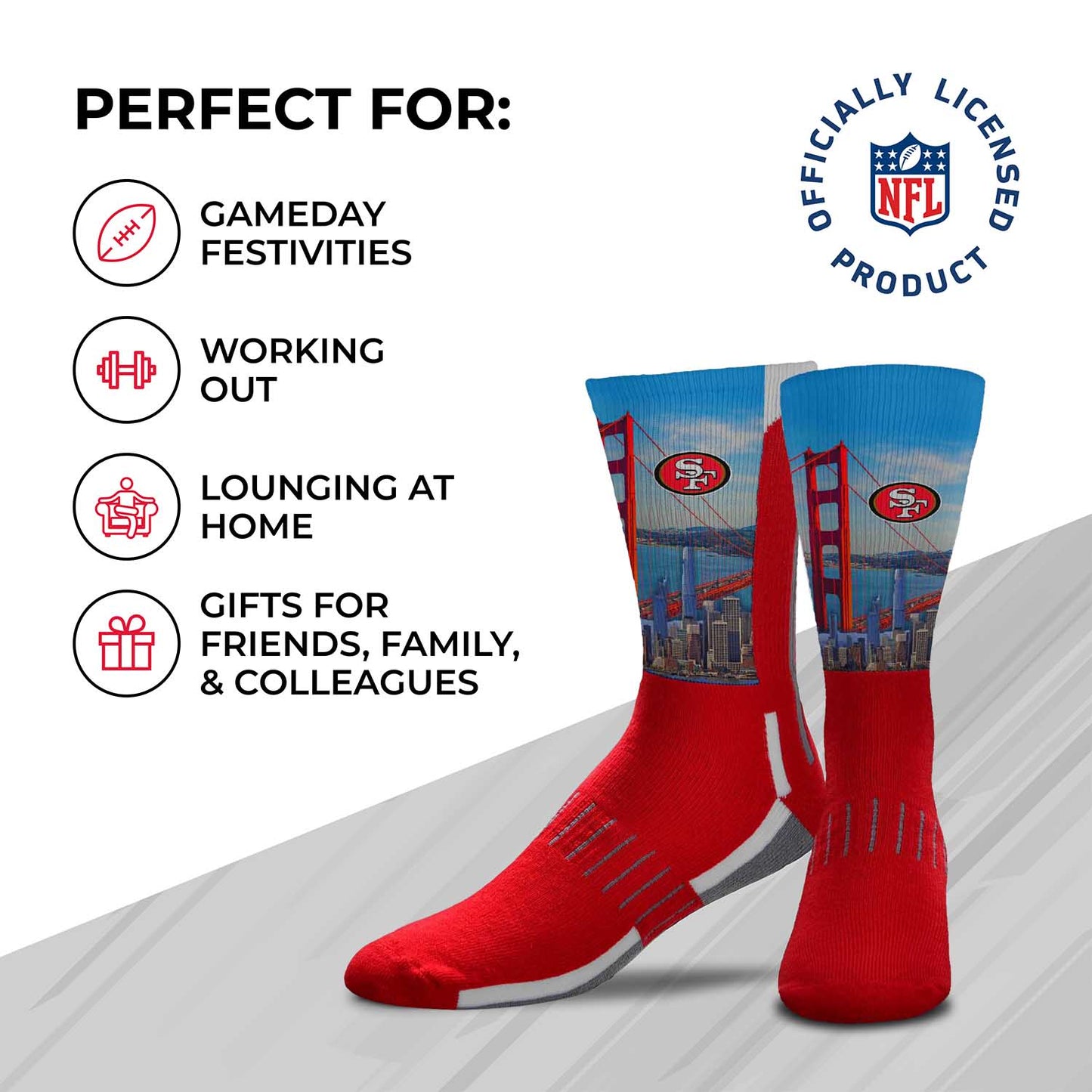 San Francisco 49ers NFL Adult Zoom Location Crew Socks - Red