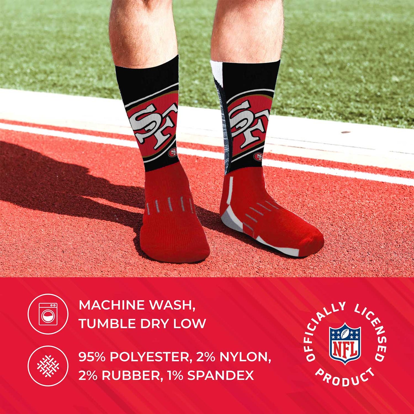 San Francisco 49ers NFL V Curve  Socks - Red