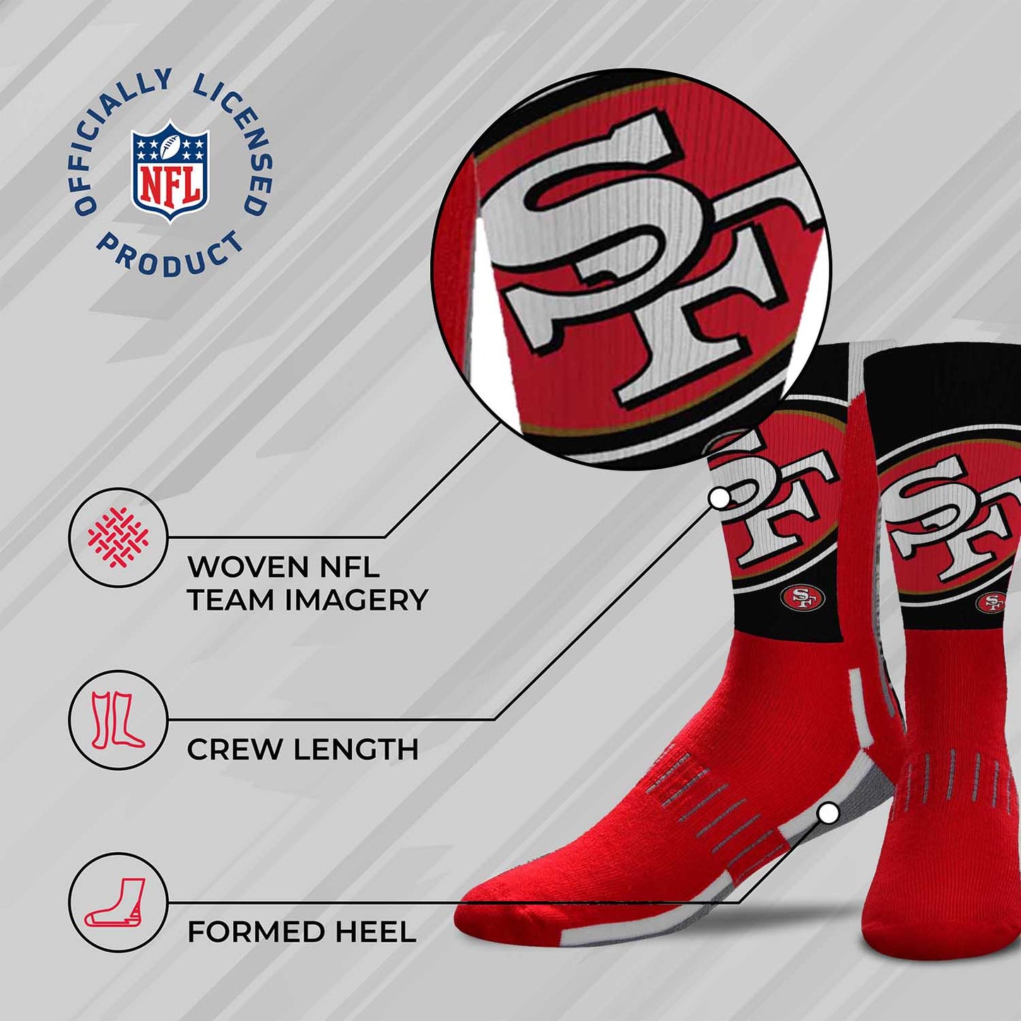 San Francisco 49ers NFL V Curve  Socks - Red