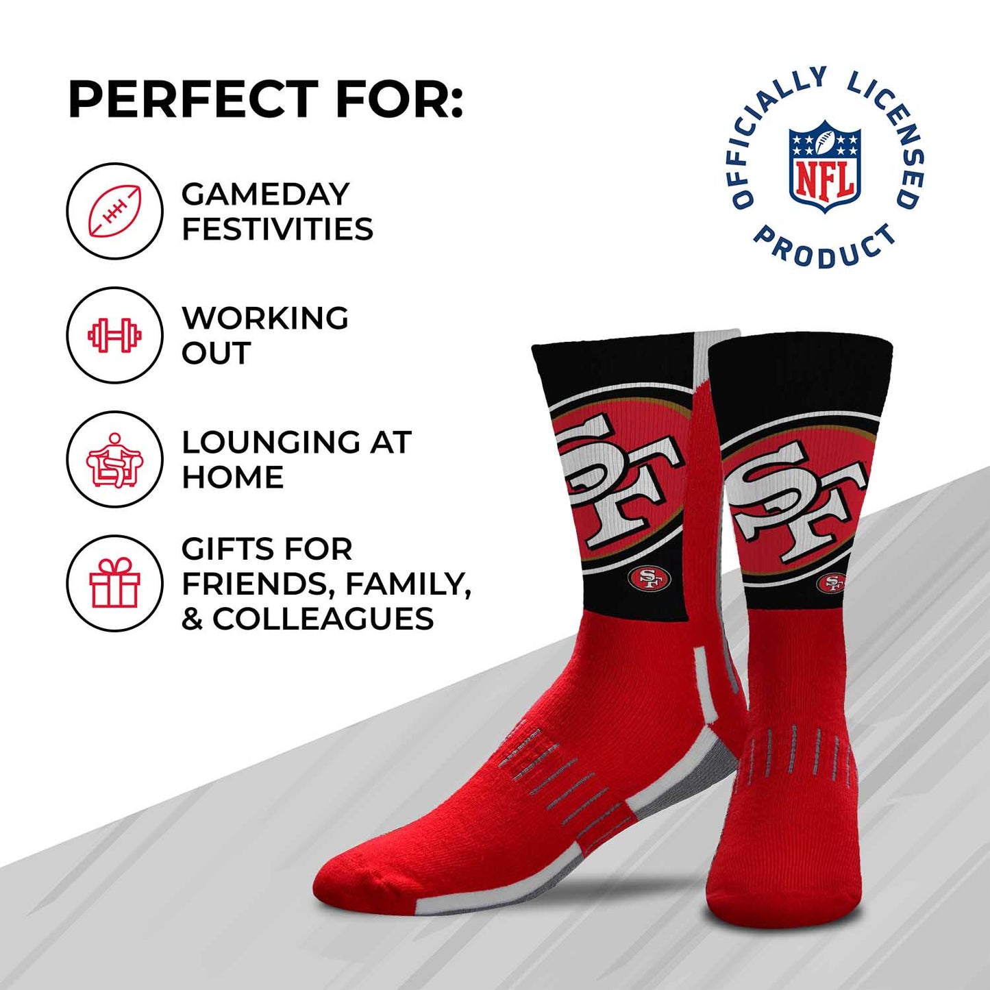 San Francisco 49ers NFL V Curve  Socks - Red