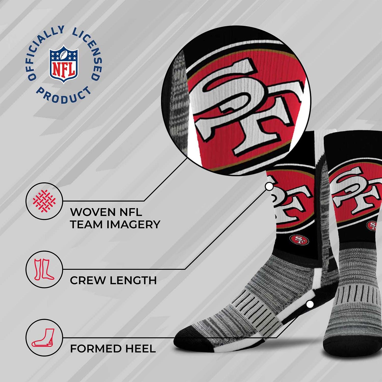 San Francisco 49ers NFL V Curve  Socks - Black