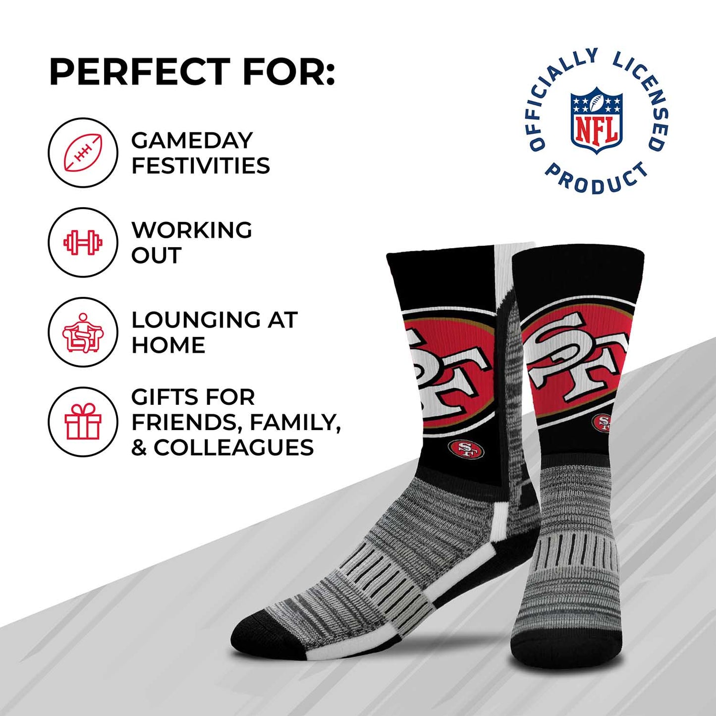 San Francisco 49ers NFL V Curve  Socks - Black
