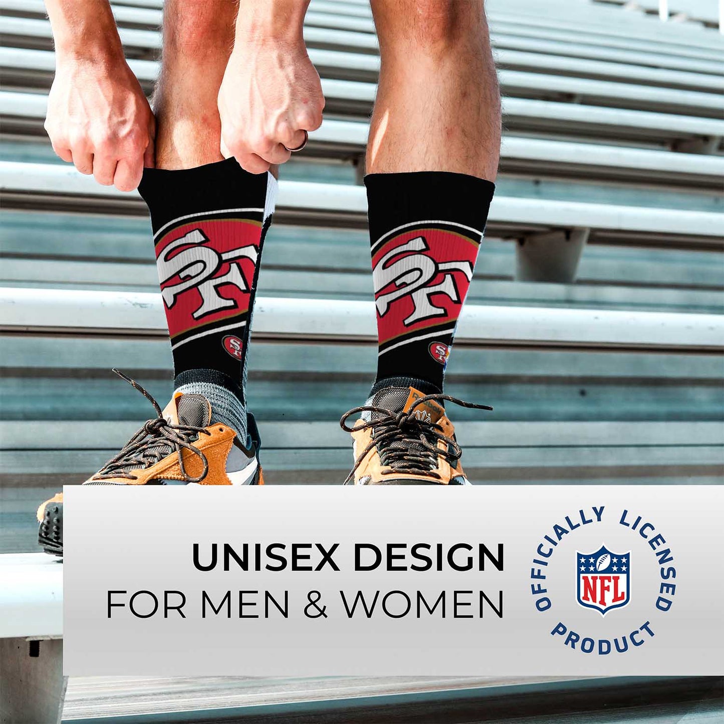 San Francisco 49ers NFL V Curve  Socks - Black