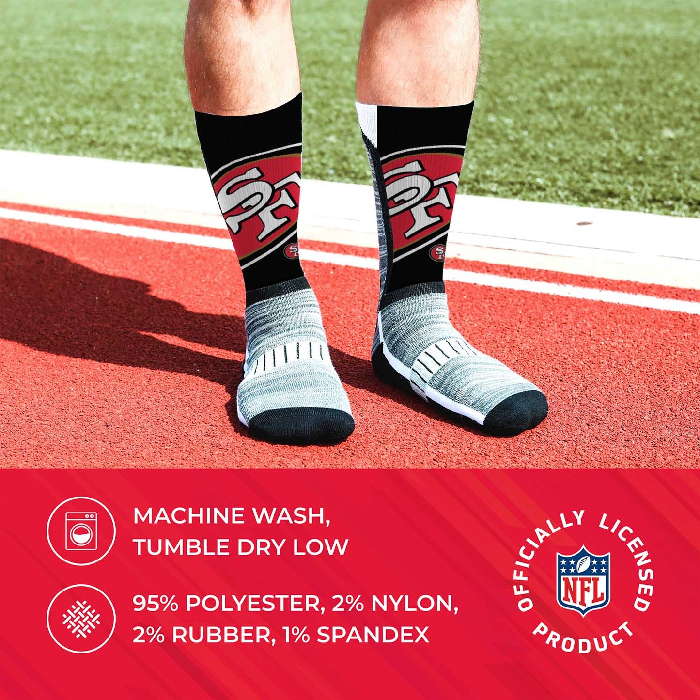 San Francisco 49ers NFL V Curve  Socks - Black