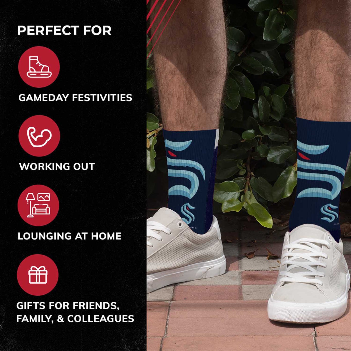 Seattle Kraken Youth NHL Zoom Curve Team Crew Socks - Navy