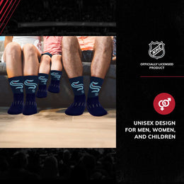 Seattle Kraken Youth NHL Zoom Curve Team Crew Socks - Navy