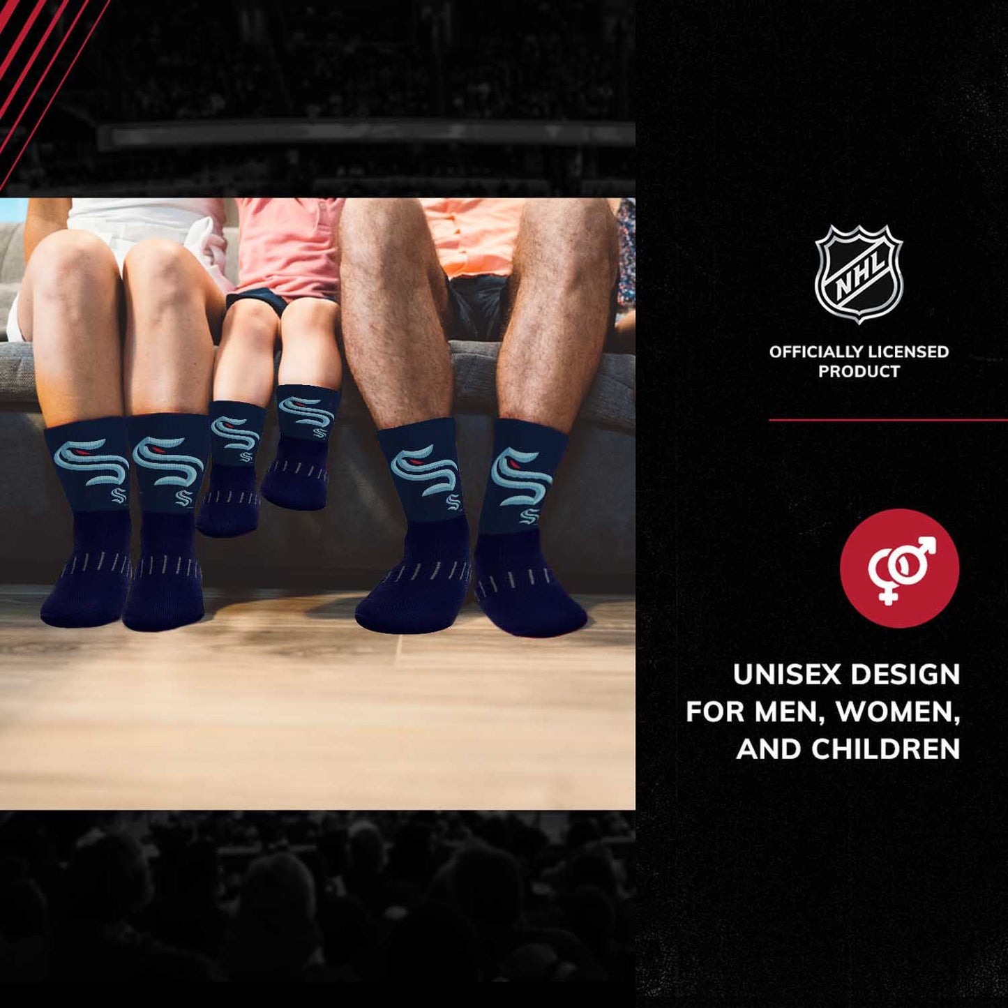 Seattle Kraken Youth NHL Zoom Curve Team Crew Socks - Navy