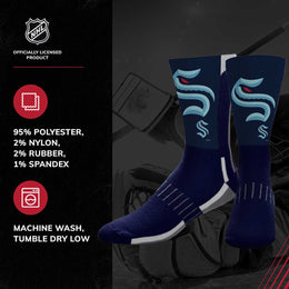 Seattle Kraken Youth NHL Zoom Curve Team Crew Socks - Navy